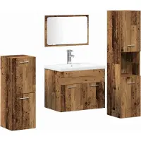 Syfax Badezimmermöbel-Set Wandmontiert 4 pcs Altholz Holzwerkstoff
