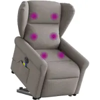 vidaXL Elektrischer Massagesessel mit Aufstehhilfe Taupe Stoff