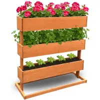 Coemo Mittleres Vertikalbeet Braun Hochbeet 3 Etagen inkl. Pflanzfolie 75x30x75