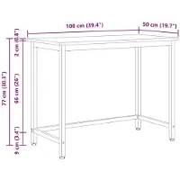 vidaXL Tisch Natur 100 x 50 x 77 cm Ingenieure Holz und Stahl