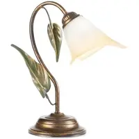 ONLI Tischleuchte Miranda einflammig, bronze , bronze / altmessing, für Wohn- / Esszimmer, Metall, Florentiner, Tischlampe
