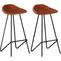 Syfax Barhocker 2 Stk. Braun Echtleder