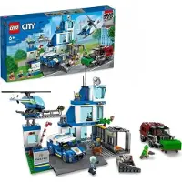 LEGO City Polizeistation 60316, Spielzeug-Hubschrauber, Polizeiauto, Hunde-Figur, Spielzeug-Müllwagen