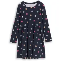 Tom Tailor Jerseykleid , Damen, Gr. 104/110, N-Gr, bunt (dunkelblau multicolor dot), Obermaterial: 95% Baumwolle, 5% Elasthan, A-Linie, Kleider Jerseykleid