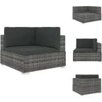 vidaXL Modular-Sofa-Eckteil 1 Stk. + Auflagen Poly Rattan Grau - Gartensofaelemente