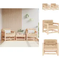 vidaXL Gartenstühle mit Kissen 2 Stk. Massivholz Kiefer - Gartensofaelemente