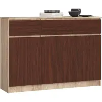 Akord Kommode 3 Türen 3 Schubladen Sonoma/Wenge 138X40X99 Cm