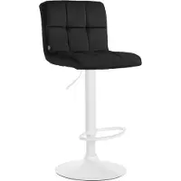 CLP Barhocker höhenverstellbar mit Lehne Peru, Barstuhl gepolstert Samtbezug, Tresenstuhl mit Metallgestell drehbar, Farbe: schwarz, Gestellfarbe: weiß