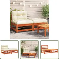 The Living Store Gartensofa ohne Armlehnen mit Kissen und Hocker