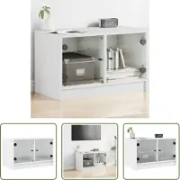 The Living Store TV-Schrank mit Glastüren Weiß 68x37x42 cm