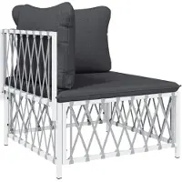 Syfax Garten-Ecksofa mit Kissen Weiß Gewebe