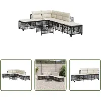 The Living Store 3-tlg. Garten-Ecksofa-Set mit Kissen Schwarz Poly Rattan