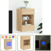 The Living Store TV-Wandschrank mit LED-Leuchten Sonoma-Eiche 40x30x60,5 cm