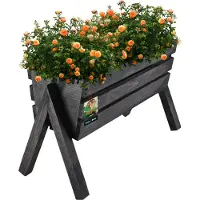 KOTARBAU Blumenkasten auf Beinen 40,5 x 18 x 28,5 cm Schwarz Kräuter Hochbeet Balkon Holz Pflanzkasten Hochbeet für Terrasse und Balkon Gemüsebeet Hochbeete