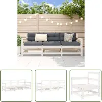 The Living Store 3-tlg. Garten-Lounge-Set Weiß Massivholz Kiefer