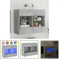 The Living Store TV-Wandschrank mit LED-Leuchten Betongrau 78,5x30x60,5 cm