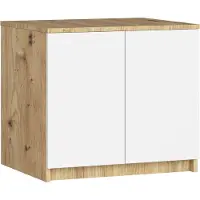 Akord Schrankaufsatz für Kleiderschrank S60 Eiche Artisan, Weiß B60xH55xT51 cm