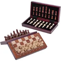 Square - Schach Schachspiel - MAGNETISCHE 290 - Mahagoni - Schachfiguren & Schachbrett aus Holz
