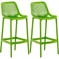 CLP Barhocker 2er Set Garten wetterfest Air, Gartenstühle mit Lehne, Tresenstühle wetterfest UV-beständig aus Kunststoff, bis 160 kg, Farbe: grün
