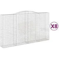 vidaXL Gabionen mit Hochbogen 8 Stk. 400x50x220/240cm Verzinktes Eisen