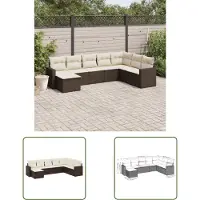 The Living Store 8-tlg. Garten-Sofagarnitur mit Kissen Braun Poly Rattan