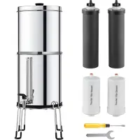 Latios Schwerkraft Wasserfiltersystem - 7+7,5L Edelstahl - Wasserfilter mit 4 Filterstufen - Hochwertiger Wasserreiniger