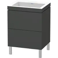 Duravit L-Cube c-bonded Set stehend, 2 Schubkästen, ohne Überlauf, ohne Hahnloch, 600x698x480mm, LC6936N4949, Farbe: Graphit Matt Dekor