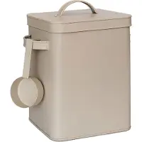 Relaxdays 2 x Metallbox, 6,5 L Aufbewahrungsbox mit Dosierhilfe, Tierfutter & Kaffee, luftdicht, Waschpulverdose, beige