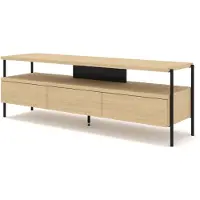 FURNLUX Fernsehständer Puffin Eiche Hell Und Schwarz 154cm / Hauptfarbe: Beige / Abmessungen: 154 x 51 x 42 cm