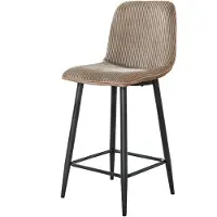 Furnlux Classic FURNLUX Barhocker Rippe Sandbraun Und Schwarz 45cm / Hauptfarbe: Beige / Abmessungen: 45 x 99 x 50 cm
