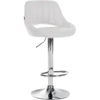 CLP Barhocker höhenverstellbar mit Lehne Milet, Barstuhl gepolstert Kunstleder, Tresenstuhl mit Metallgestell drehbar, Farbe: weiß, Gestellfarbe: chrom