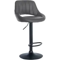 CLP Barhocker höhenverstellbar mit Lehne Milet, Barstuhl gepolstert Kunstleder, Tresenstuhl mit Metallgestell drehbar, Farbe: grau, Gestellfarbe: schwarz