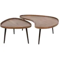 Furnlux Classic FURNLUX Couchtisch Akazie Geschnitzt Und Schwarz 103cm (2tlg.) / Hauptfarbe: Braun / Abmessungen: 103 x 37 x 55 cm