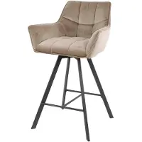 Furnlux Classic FURNLUX Barhocker Raster Champagner Und Schwarz 56cm / Hauptfarbe: Beige / Abmessungen: 56 x 95 x 52 cm