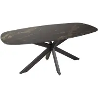 Furnlux Classic FURNLUX Esstisch Spider Marmor Schwarz Und Schwarz 180cm / Hauptfarbe: Schwarz / Abmessungen: 180 x 76 x 90 cm