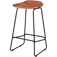 Furnlux Classic FURNLUX Barhocker Ergo Akazie Und Schwarz 42cm / Hauptfarbe: Braun / Abmessungen: 42 x 73 x 40 cm