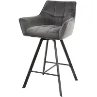 Furnlux Classic FURNLUX Barhocker Raster Anthrazit Und Schwarz 56cm / Hauptfarbe: Grau / Abmessungen: 56 x 95 x 52 cm