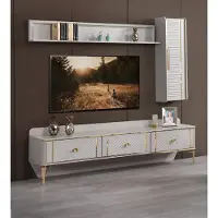 AEA Design Wohnzimmer set 3tlg Wandschrank Regal Holz TV Ständer Modern