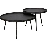 Furnlux Classic FURNLUX Couchtisch Metallic Schwarz 76cm (2tlg.) / Hauptfarbe: Schwarz / Abmessungen: 76 x 40 x 76 cm