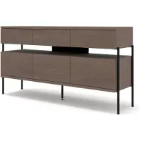 FURNLUX Sideboard Puffin Grau Braun Und Schwarz 154cm / Hauptfarbe: Braun / Abmessungen: 154 x 81 x 42 cm