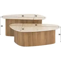 Furnlux Classic FURNLUX Couchtisch Romano Beige Und Eiche 90cm (2tlg.) / Hauptfarbe: Beige / Abmessungen: 90 x 40 x 43 cm