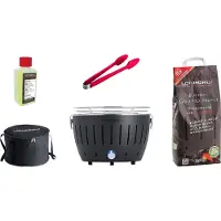 LotusGrill S Small Kompakt Starter-Set Anthrazitgrau Holzkohlegrill 5 teilig