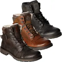 Mustang Herren Stiefelette Schnürboot warm Schnalle Glencheck Muster 4157-605, Größe:45 EU, Farbe:Grau