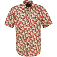 Lerros Kurzarmhemd "Kurzarmhemd mit floralem All-over-Print", Herren, Gr. XXL, Normalgrößen, vivid rot, 80% Baumwolle, 20% Leinen, Hemden Kurzarmhemd