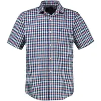 Lerros Kurzarmhemd , Herren, Gr. XL, N-Gr, bunt (vivid rot), Web, Obermaterial: 100% Baumwolle, kariert, regular fit normal, ohne Ausschnitt, gerader Abschluss, Hemden Kurzarmhemd, mit Logo Stickerei