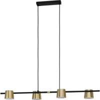 Eglo LED Hängelampe Altamira, Pendelleuchte Esstisch, Deckenlampe hängend, Stahl in schwarz, messing, Kunststoff in weiß GU10 Fassung, L 115,5 cm