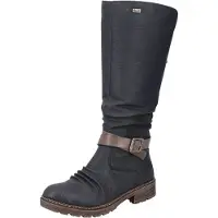 Rieker Damen Winterstiefel/ under the knee Stiefel Schwarz Kunstleder Größe: 39
