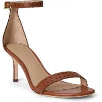 Ralph Lauren fĂŒr Damen. 802P10639002 Braune Allie Ledersandalen (41), 3 bis 5 cm, Schnalle, LĂ€ssig, Party, Klassisch