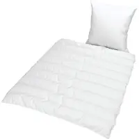 Jekatex 2-teiliges Microfaser Bettenset - 135x200 cm Kissen 80x80 cm Ganzjahres Bettdecke und Kopfkissen weiß