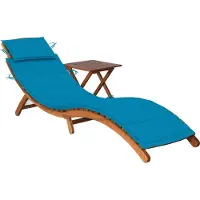 Syfax Sonnenliege mit Tisch und Auflage Massivholz Akazie